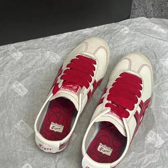 Onitsuka Tiger by Asics White and Red Fashion Sneakers - Picture 5 of 7